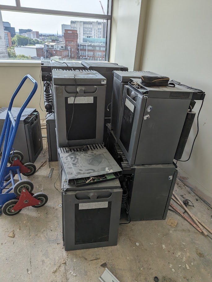 fridges stacked in hotel room image